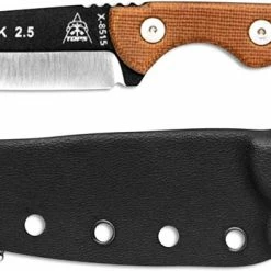TOPS Knives Mini Scandi Knife MSK-2.5 - Bushcraft Neck Knife - Black 1095 - Tan Canvas Micarta - USA Made