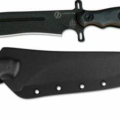TOPS Knives Operator 7 Knife OP7-02 Blackout Edition - Black Traction Coated 1075 Recurve - Black Micarta And G10