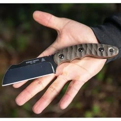 TOPS Knives Sheep Creek SPCK-01 - Rough Terrain 154CM Blade - Tan / Green Micarta - USA Made -Case Knives shop TK SPCK01 LIFESTYLE