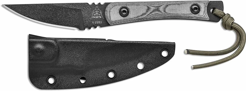 TOPS Knives Street Scalpel SSS07 - Black 1095 Steel Straight Back Blade - Black Micarta 3 TOPS Knives Street Scalpel SSS07 - Black 1095 Steel Straight Back Blade - Black Micarta